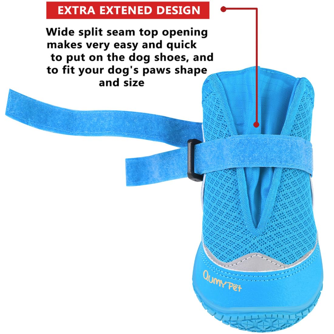 Qumy 4Pcs Dog Shoes For Hot Pavement, Medium Large Dog Boots & Paw Protectors For Summer Heat Protection, Mesh Breathable Nonsli